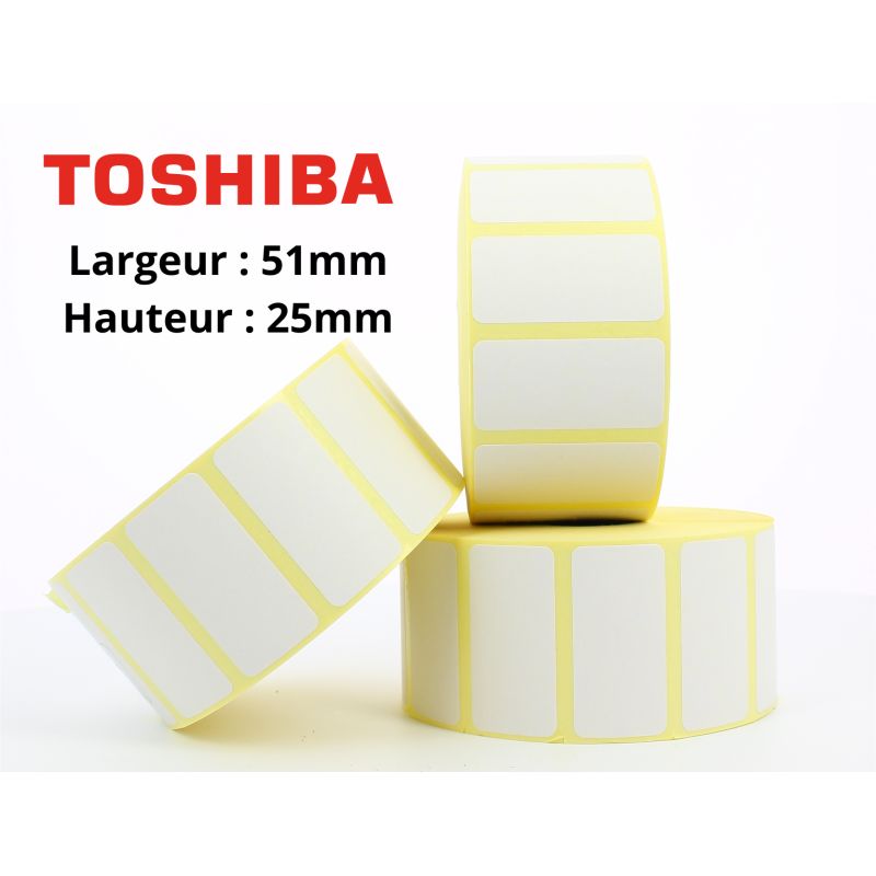 Etiquettes adhésives51x25mm mandrin 25mm Ø127 rouleau de 2580 étiquetttes