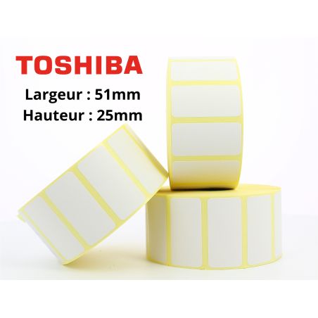 Etiquettes adhésives51x25mm mandrin 25mm Ø127 rouleau de 2580 étiquetttes