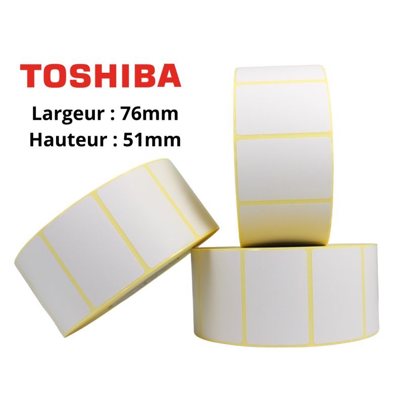 Etiquettes adhésives thermique Top 76x51mm mandrin 25mm Ø127mm rouleau de 1370 étiquetttes