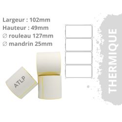 Thermoklebeetiketten 102 x 49 mm, Dorn 25 mm, Ø 127 mm, Rolle mit 1520 Etiketten