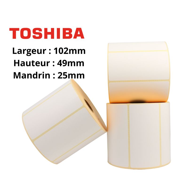 Etiquettes adhésives 102x48mm mandrin 25mm Ø127 rouleau de 1520 étiquetttes