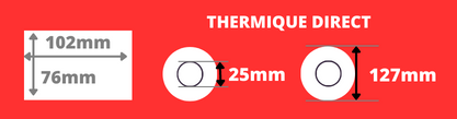 Hochwertige Thermodirekt-Etikettenrolle 102 x 76 mm mit 25 mm Kern, Rollendurchmesser 127 mm