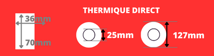 Etichetta termica diretta 36x70mm 25mm mandrino zebrato