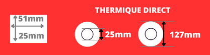 Etiqueta Térmica 51x25mm Mandril 25mm para impresora de etiquetas Zebra Toshiba Sato Tsc