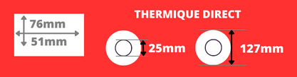 Rotolo di etichette termiche dirette 76x51mm nucleo 25mm