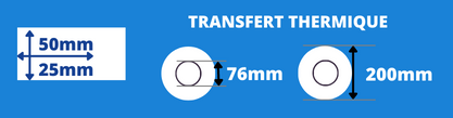 Etichette piccole per prodotti 50x25mm in pergamena bianca per stampante a trasferimento termico con anima da 76mm